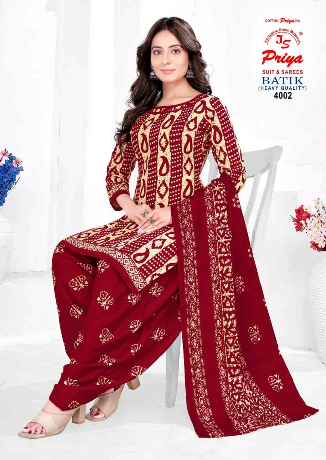 JS Priya Batik Vol 4 Readymade Cotton Patiyala Suit Set - Amrah Wholesale