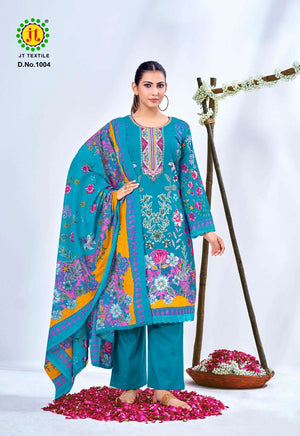 JT Textile Aafreen Noor Vol 1 Cotton Embroidered Dress Material