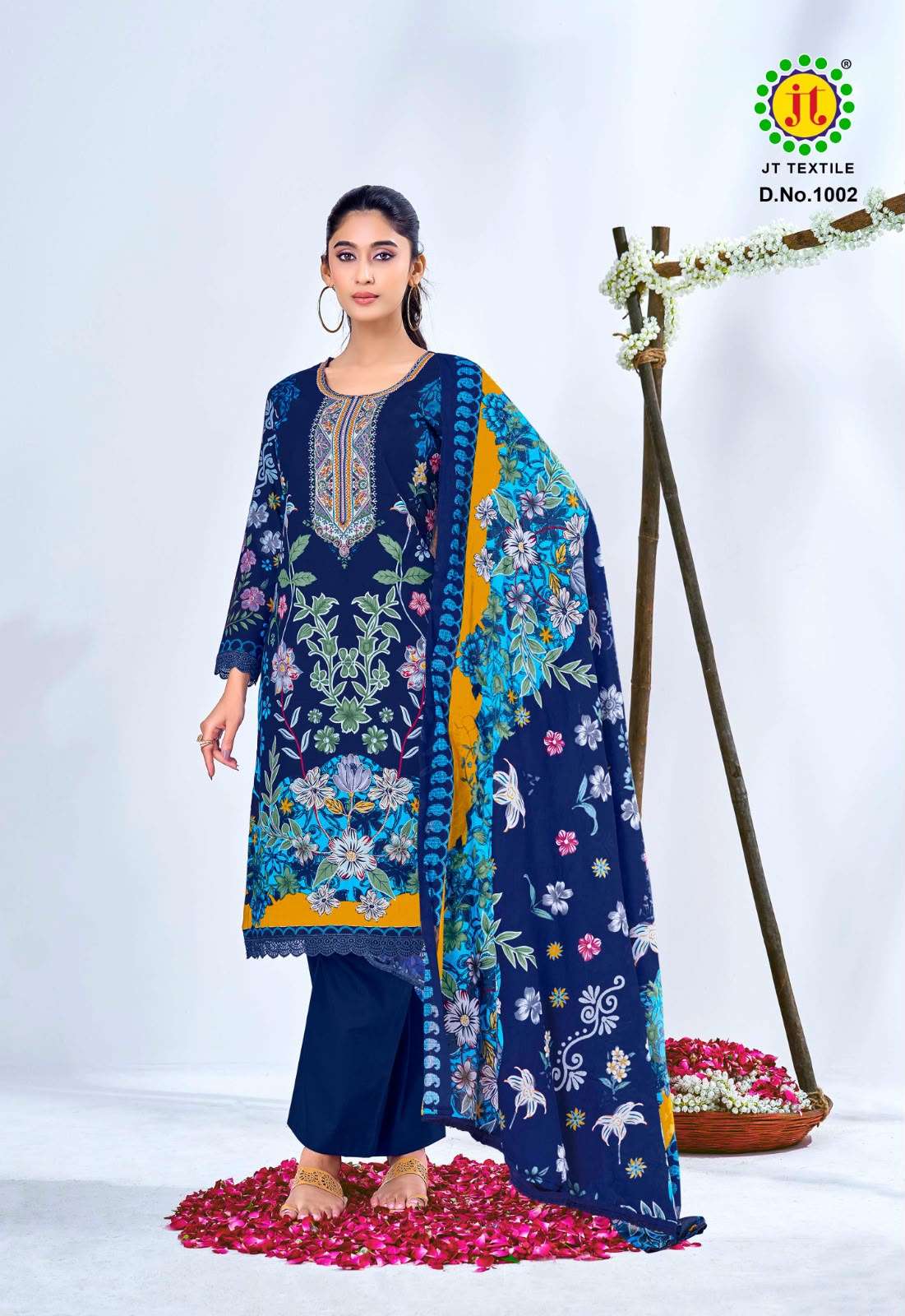 JT Textile Aafreen Noor Vol 1 Cotton Embroidered Dress Material