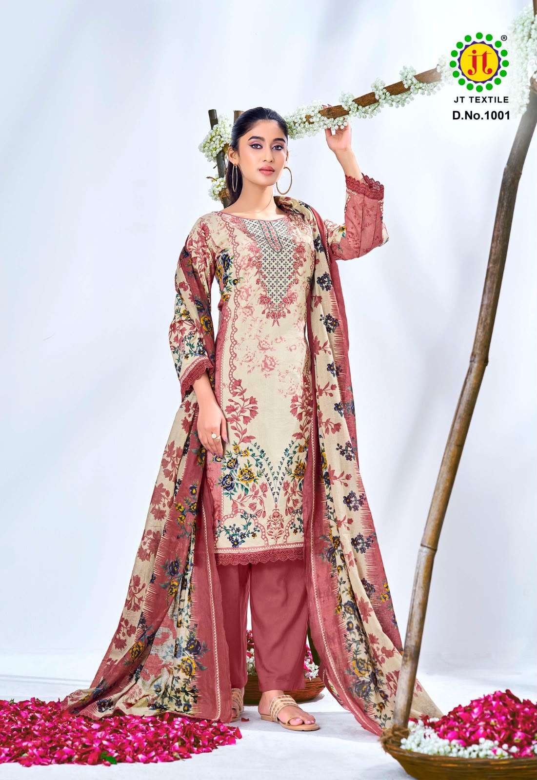 JT Textile Aafreen Noor Vol 1 Cotton Embroidered Dress Material