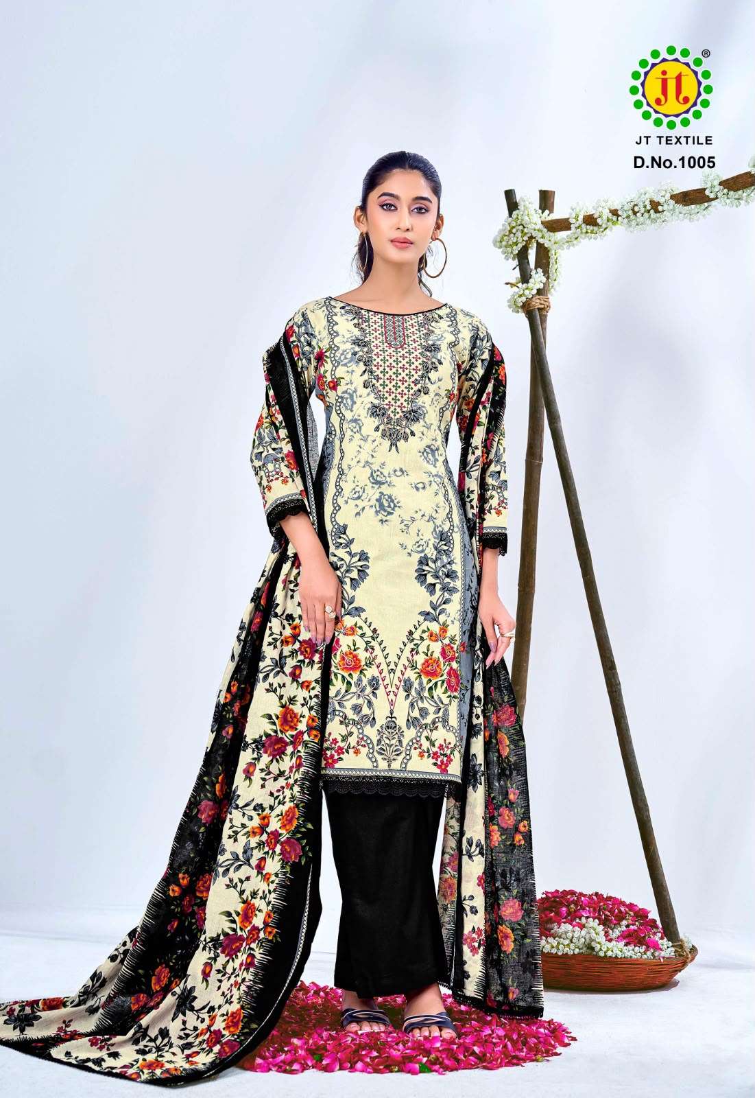 JT Textile Aafreen Noor Vol 1 Cotton Embroidered Dress Material
