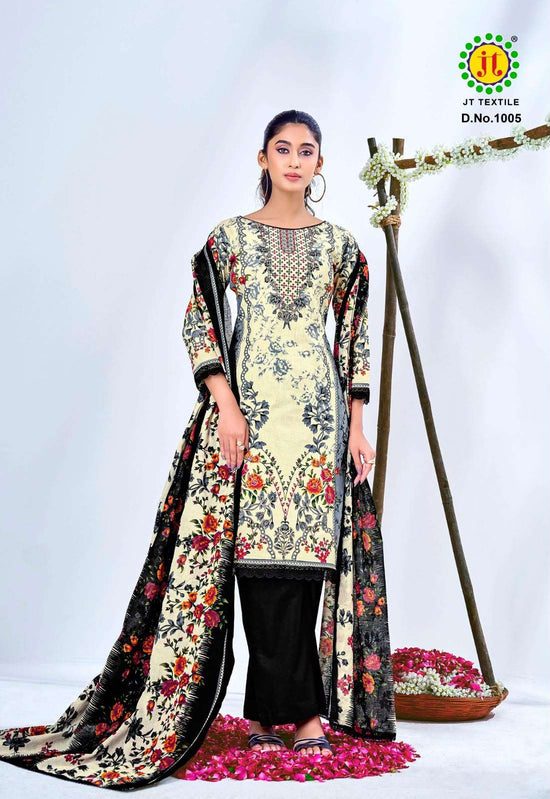 JT Textile Aafreen Noor Vol 1 Cotton Embroidered Dress Material