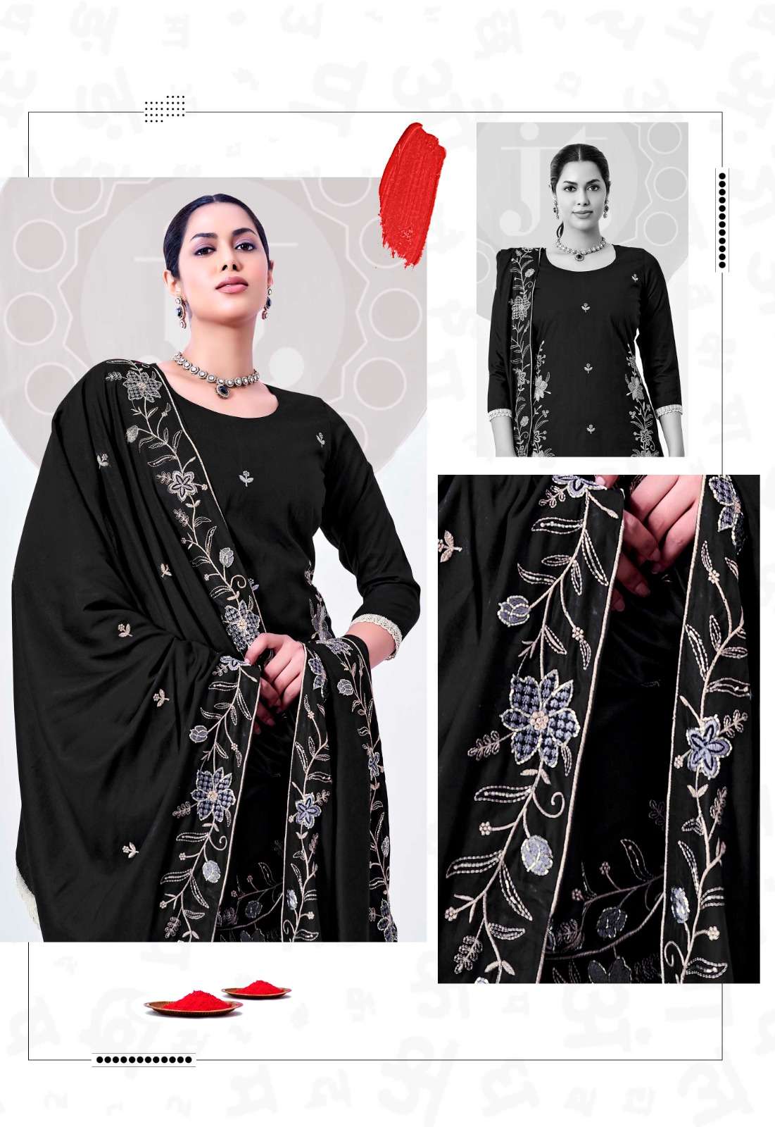 JT Textile Alina Vol 2 Embroidered Rayon Dress Material