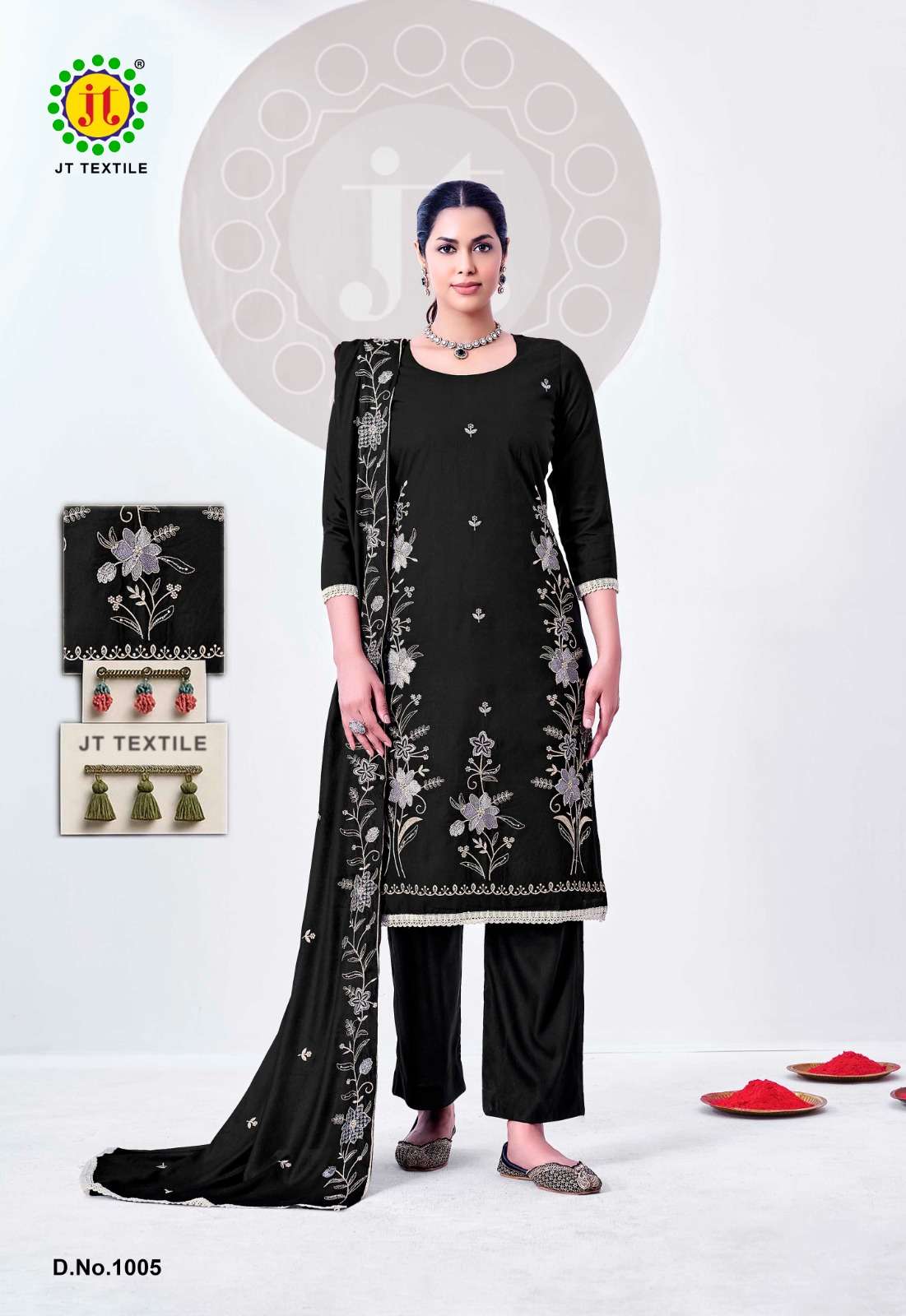 JT Textile Alina Vol 2 Embroidered Rayon Dress Material
