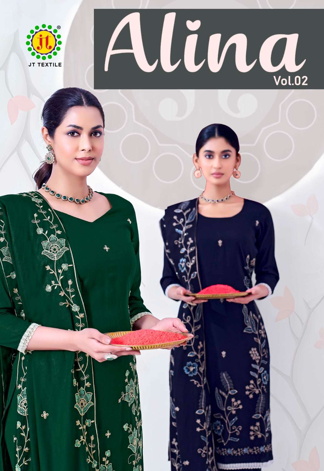 JT Textile Alina Vol 2 Embroidered Rayon Dress Material