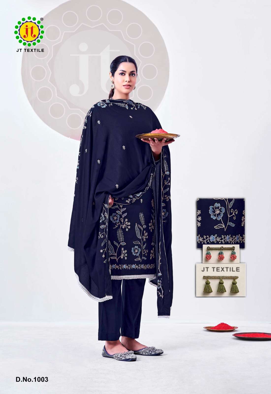 JT Textile Alina Vol 2 Embroidered Rayon Dress Material