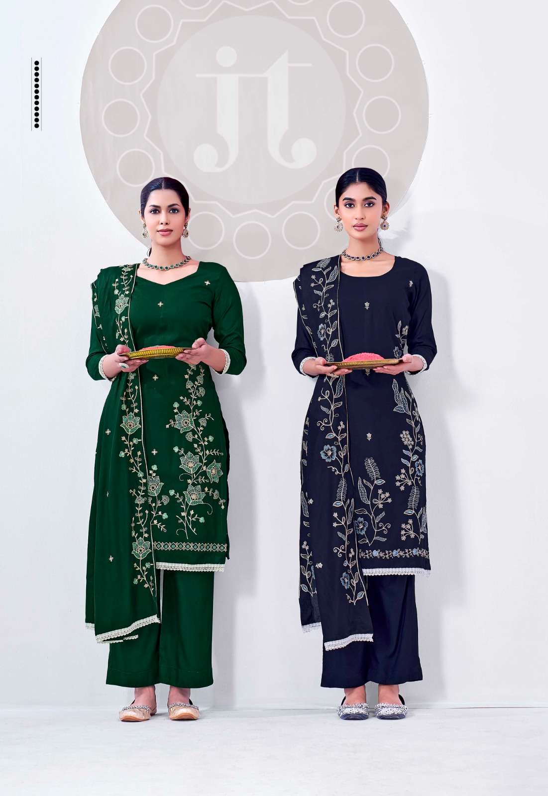 JT Textile Alina Vol 2 Embroidered Rayon Dress Material