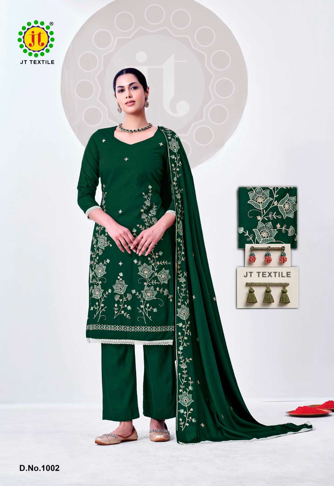JT Textile Alina Vol 2 Embroidered Rayon Dress Material