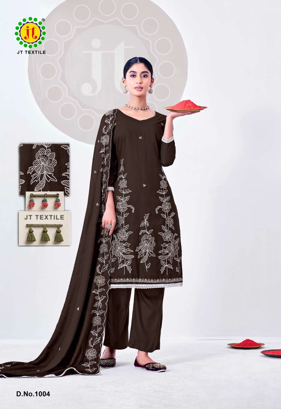 JT Textile Alina Vol 2 Embroidered Rayon Dress Material