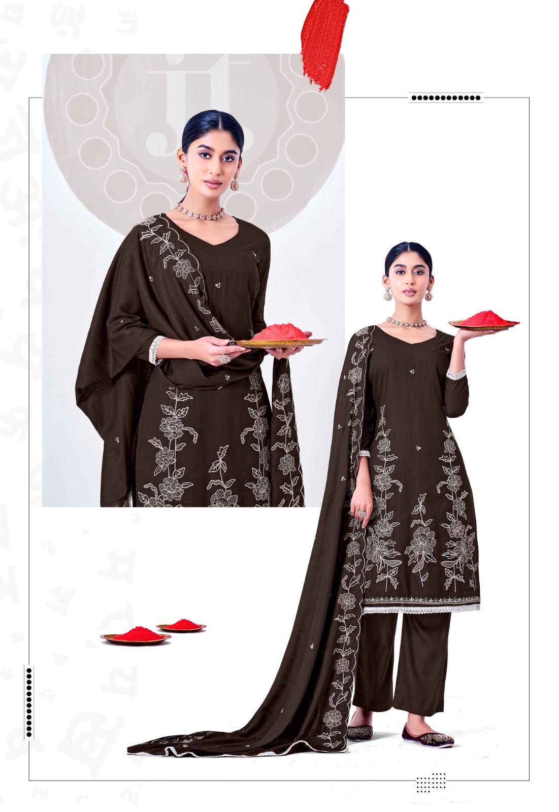 JT Textile Alina Vol 2 Embroidered Rayon Dress Material