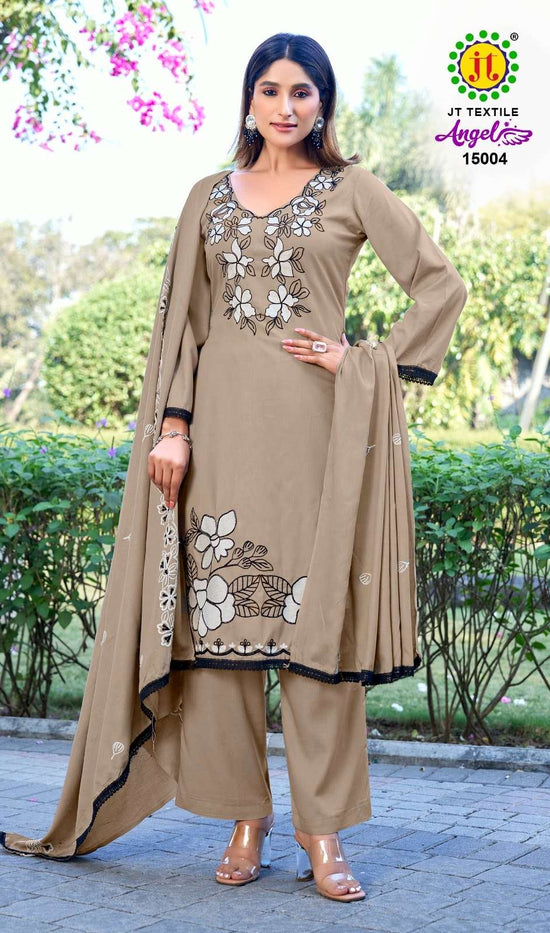 JT Textile Angel Vol-15 Rayon Printed Unstitched Dress Material
