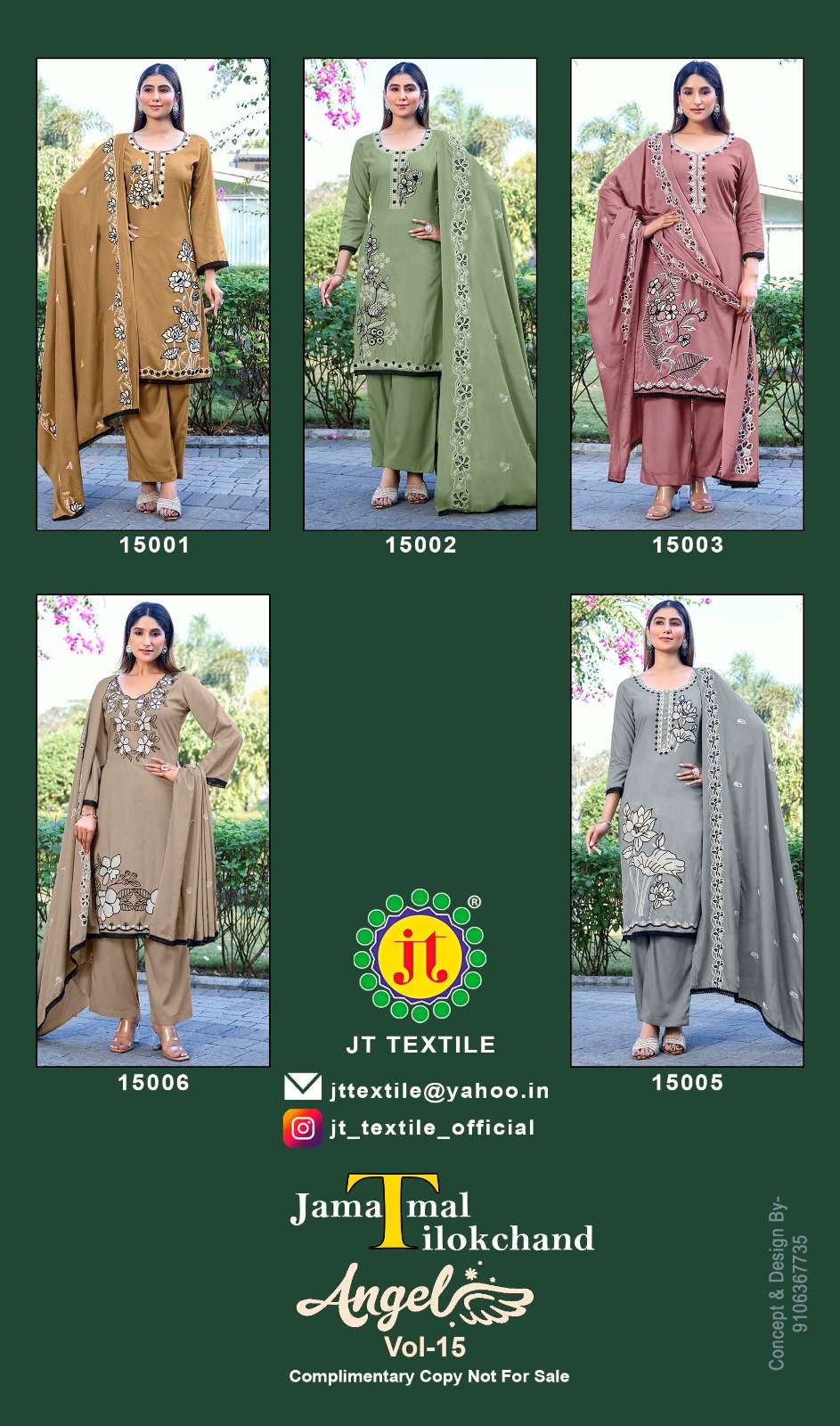 JT Textile Angel Vol-15 Rayon Printed Unstitched Dress Material