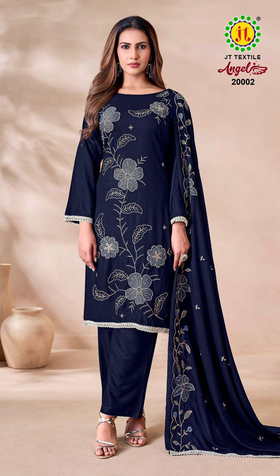 JT Textile Angel Vol 20 Rayon Embroidered Dress Material - Amrah Wholesale