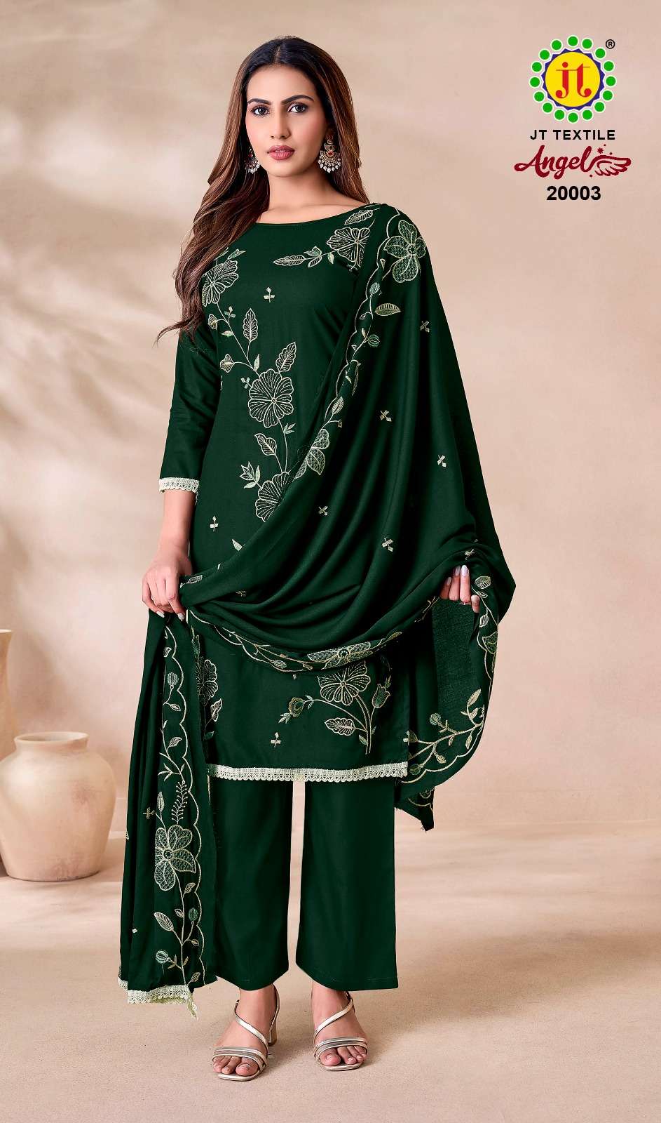 JT Textile Angel Vol 20 Rayon Embroidered Dress Material - Amrah Wholesale