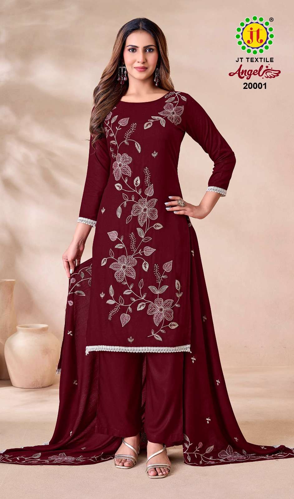 JT Textile Angel Vol 20 Rayon Embroidered Dress Material - Amrah Wholesale