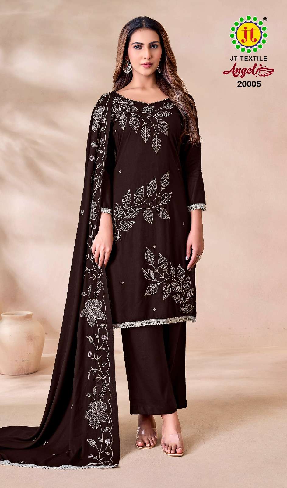 JT Textile Angel Vol 20 Rayon Embroidered Dress Material - Amrah Wholesale