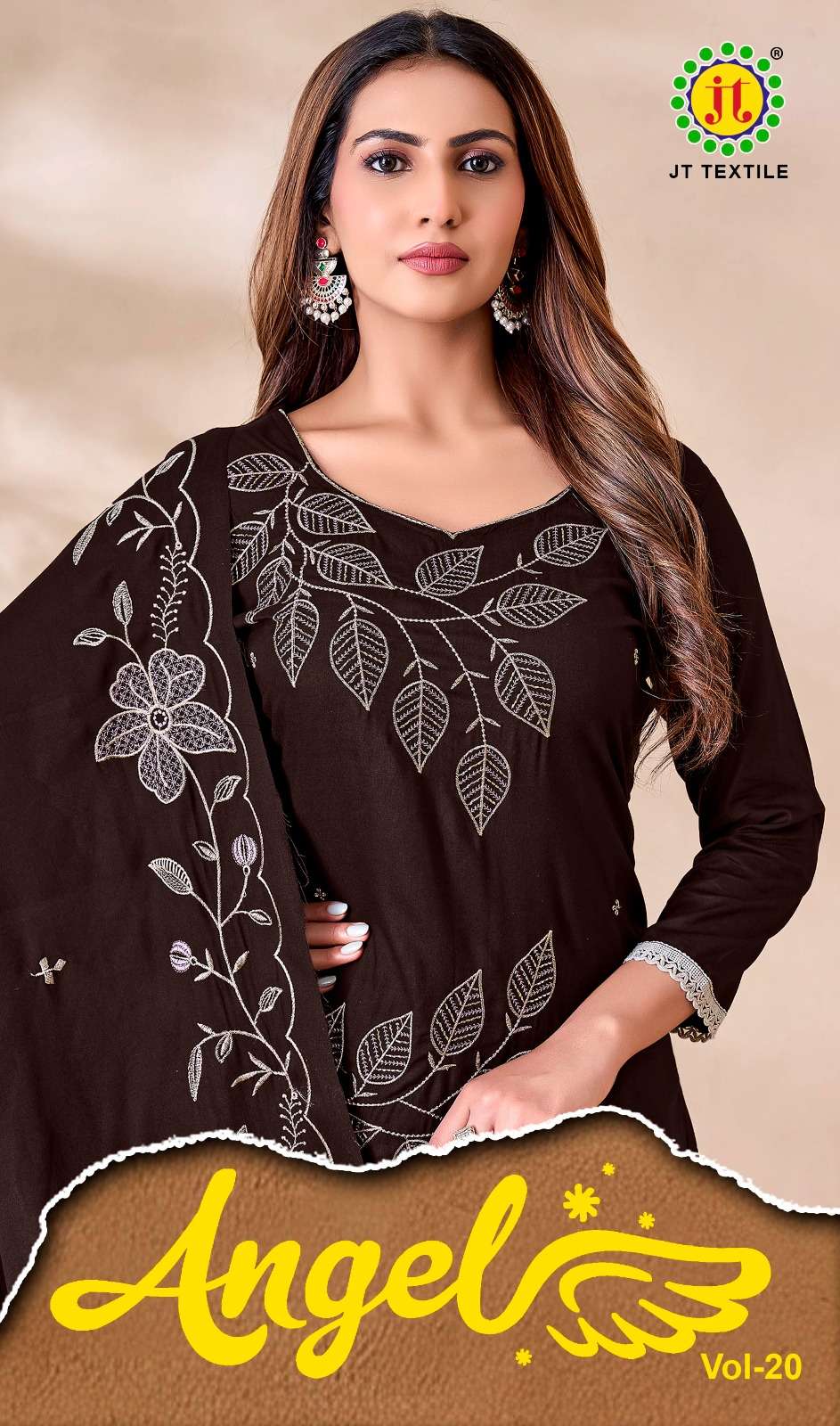 JT Textile Angel Vol 20 Rayon Embroidered Dress Material - Amrah Wholesale