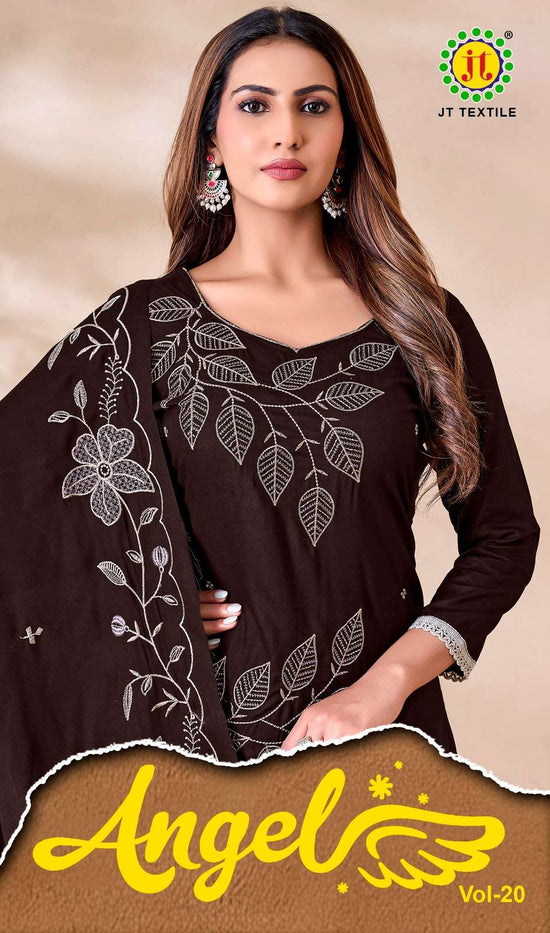 JT Textile Angel Vol 20 Rayon Embroidered Dress Material - Amrah Wholesale