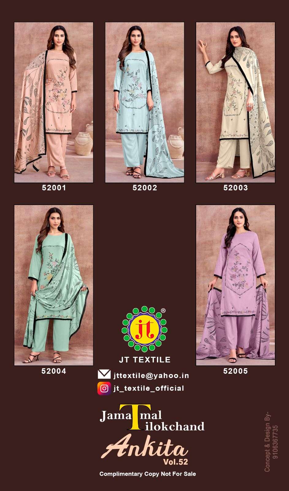 JT Textile Ankita Vol - 52 Dress Material Wholesale Catalogue - Amrah Wholesale
