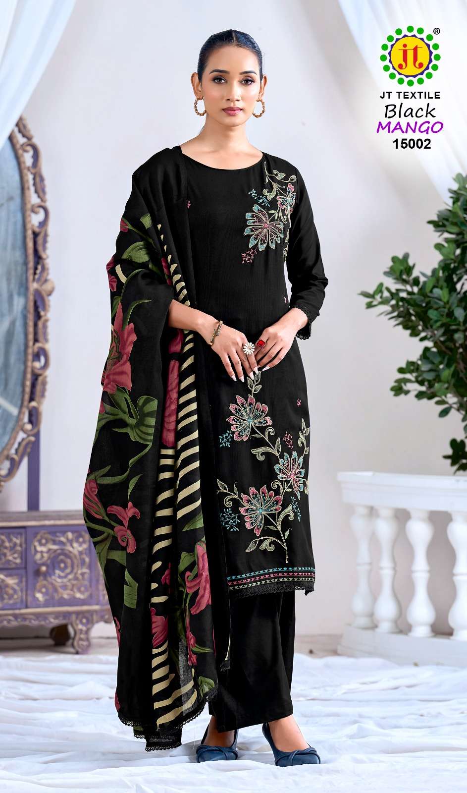 JT Textile Black Mango Vol - 15 Rayon Dress Material Wholesale Surat India - Amrah Wholesale