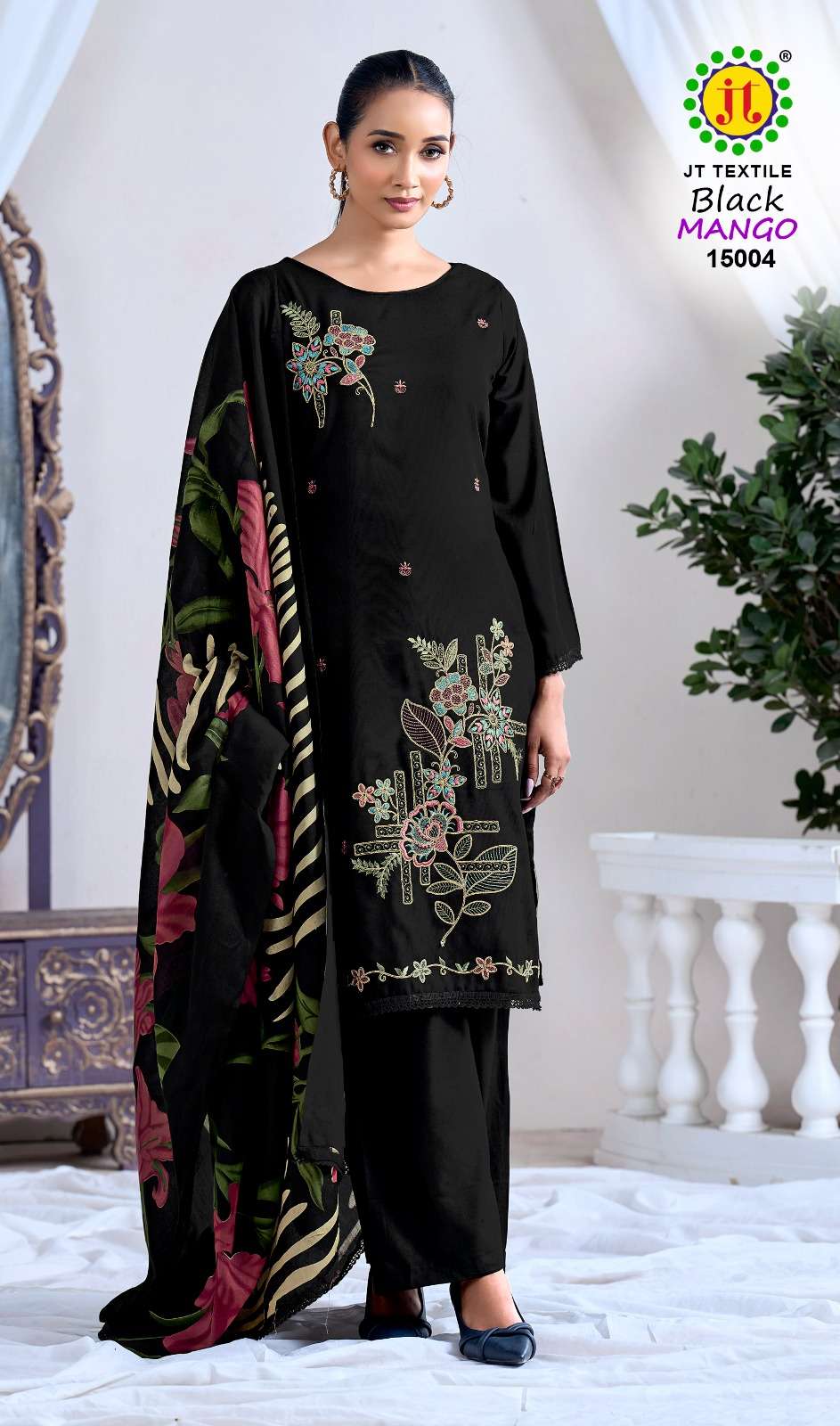 JT Textile Black Mango Vol - 15 Rayon Dress Material Wholesale Surat India - Amrah Wholesale