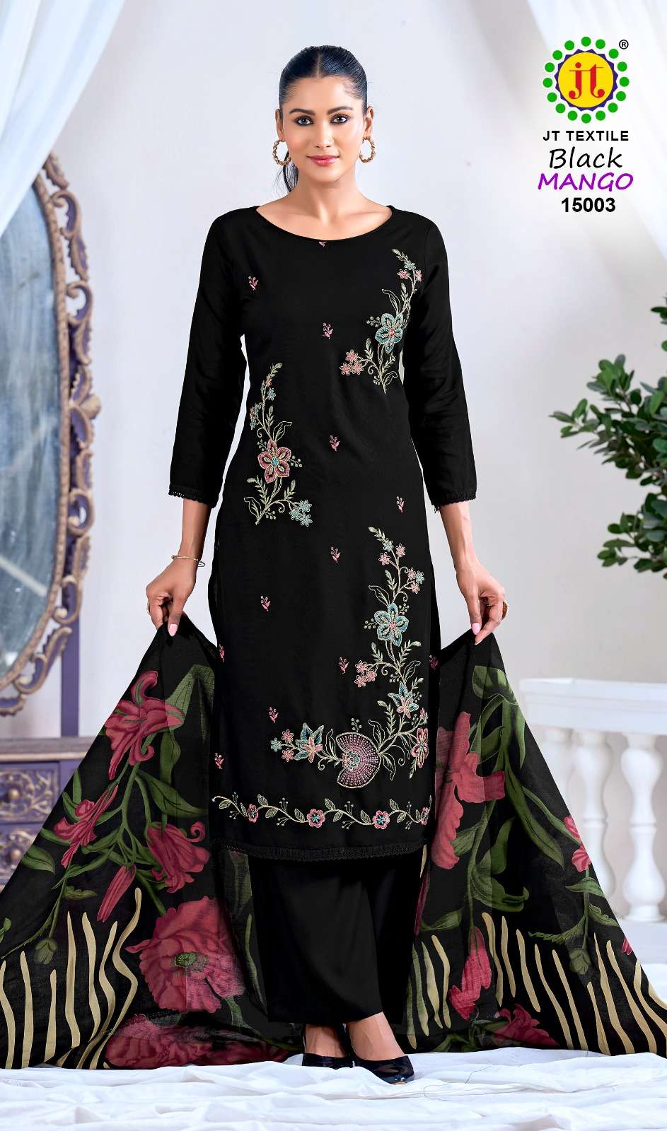 JT Textile Black Mango Vol - 15 Rayon Dress Material Wholesale Surat India - Amrah Wholesale