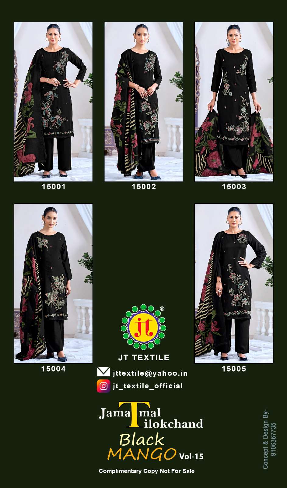 JT Textile Black Mango Vol - 15 Rayon Dress Material Wholesale Surat India - Amrah Wholesale