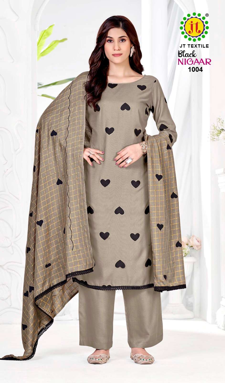 JT Textile Black Nigaar Vol 1 Rayon Dress Material