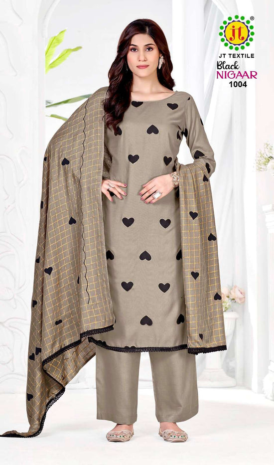 JT Textile Black Nigaar Vol 1 Rayon Dress Material