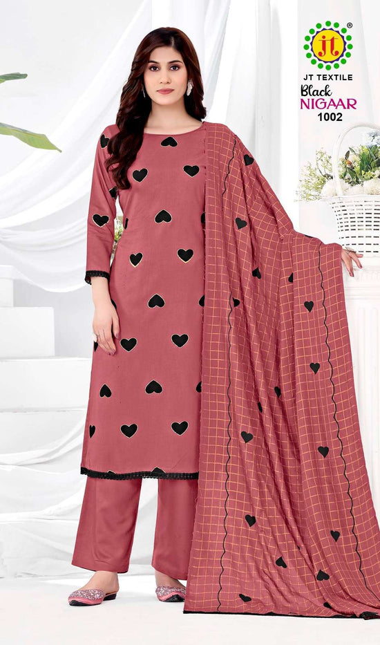 JT Textile Black Nigaar Vol 1 Rayon Dress Material