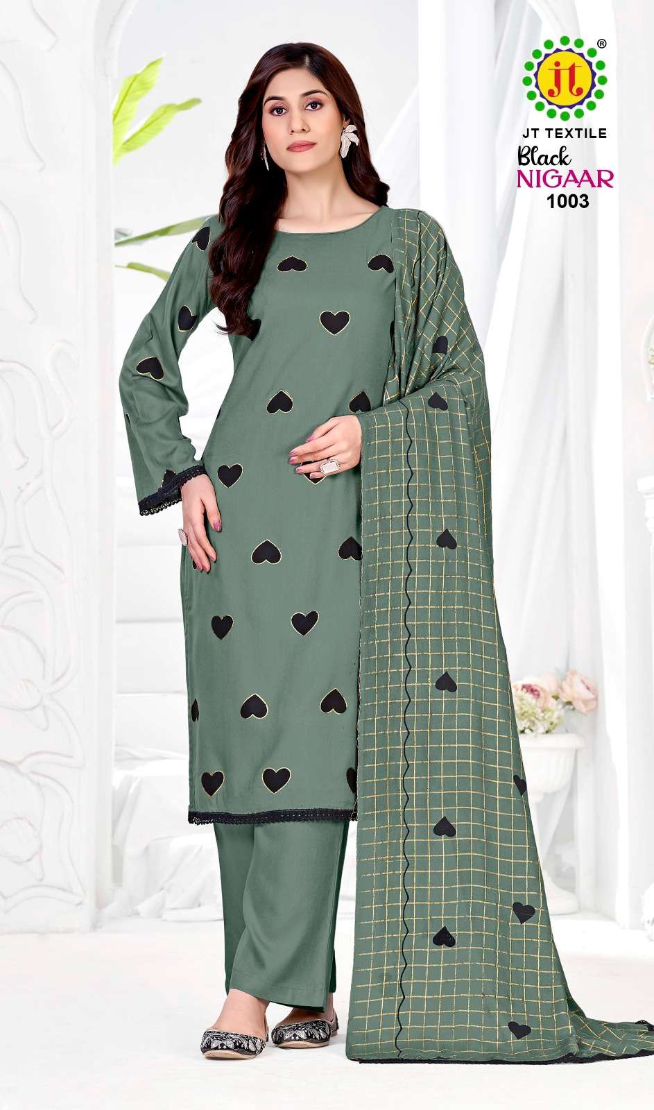 JT Textile Black Nigaar Vol 1 Rayon Dress Material