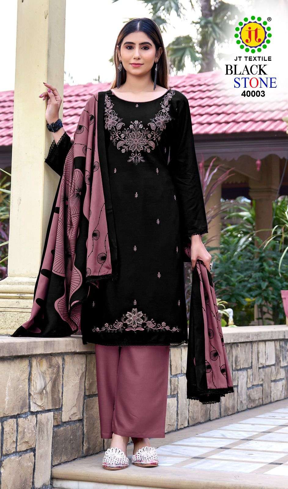 JT TEXTILE BLACK STONE VOL - 40 Rayon Dress Material - Amrah Wholesale