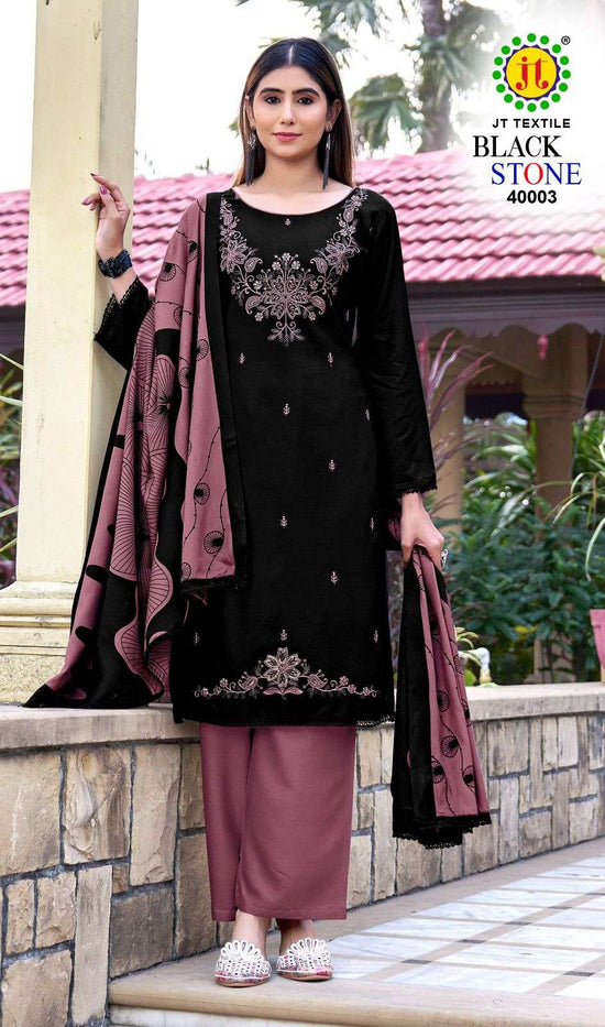 JT TEXTILE BLACK STONE VOL - 40 Rayon Dress Material - Amrah Wholesale