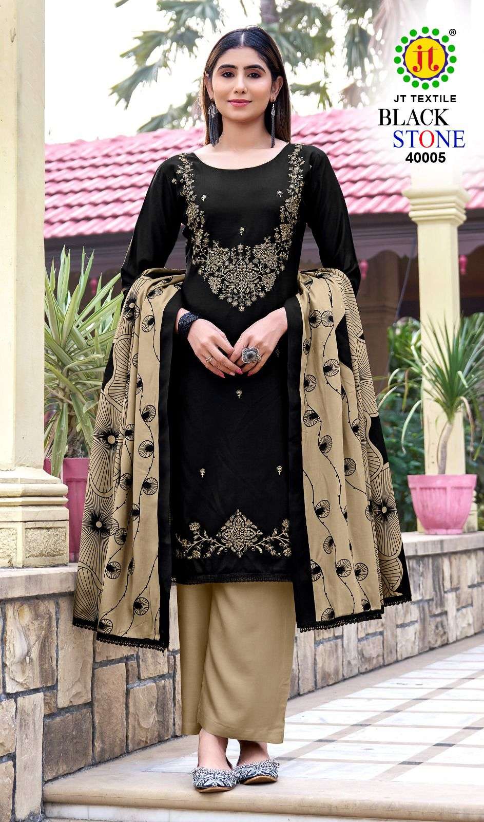 JT TEXTILE BLACK STONE VOL - 40 Rayon Dress Material - Amrah Wholesale
