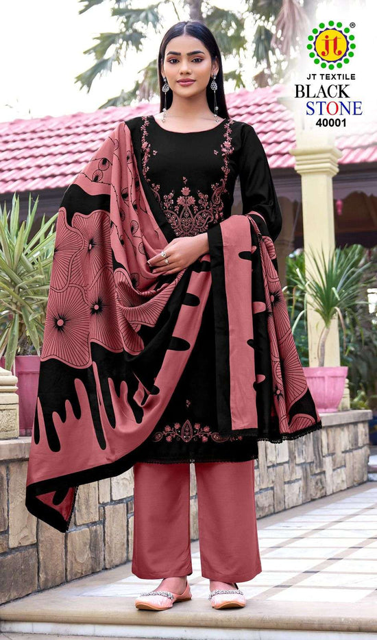 JT TEXTILE BLACK STONE VOL - 40 Rayon Dress Material - Amrah Wholesale