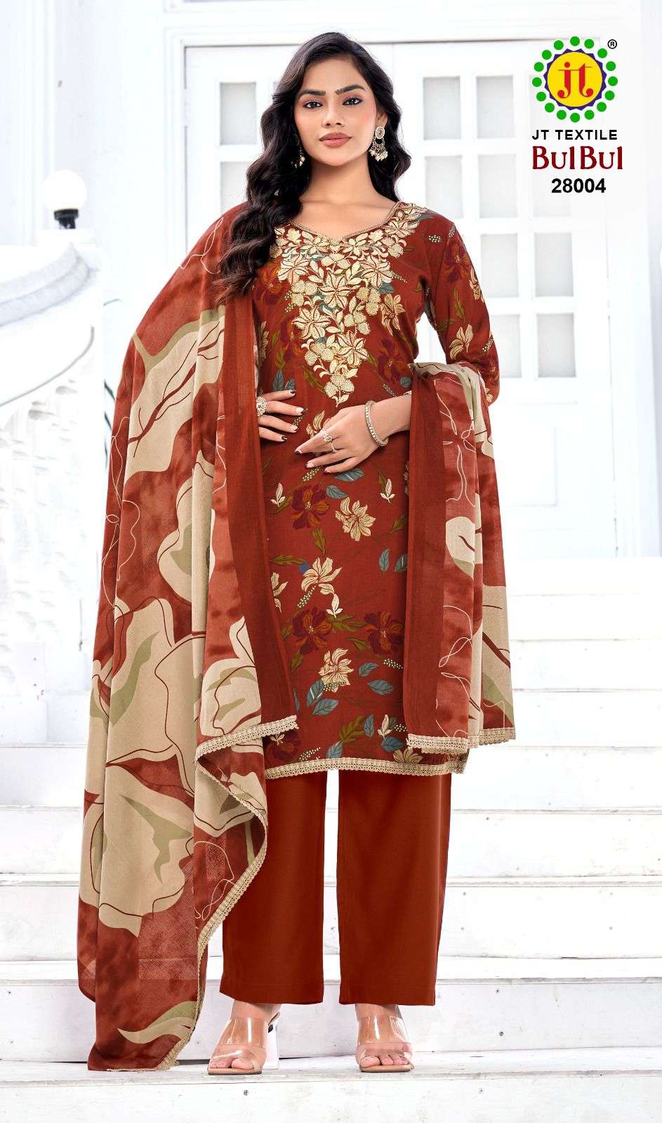 JT Textile Bulbul Rayon Printed Unstitched Dress Material - Amrah Wholesale