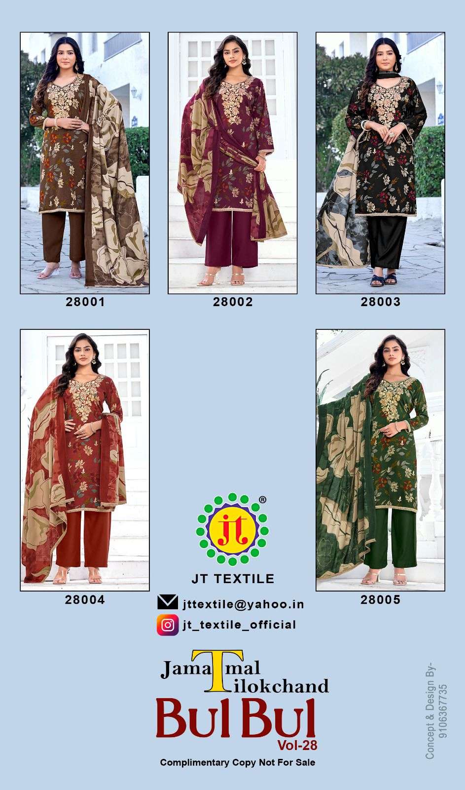 JT Textile Bulbul Rayon Printed Unstitched Dress Material - Amrah Wholesale