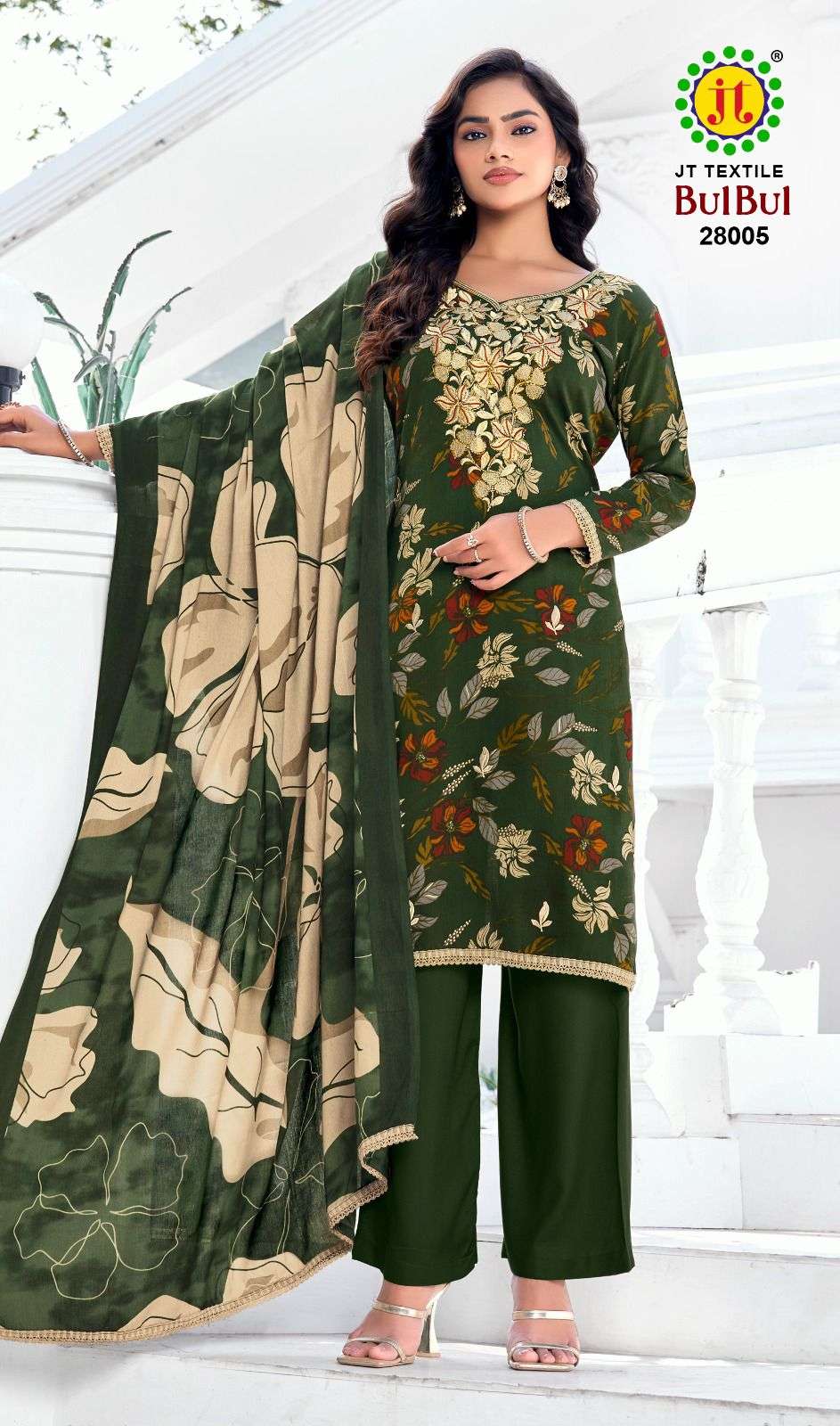 JT Textile Bulbul Rayon Printed Unstitched Dress Material - Amrah Wholesale