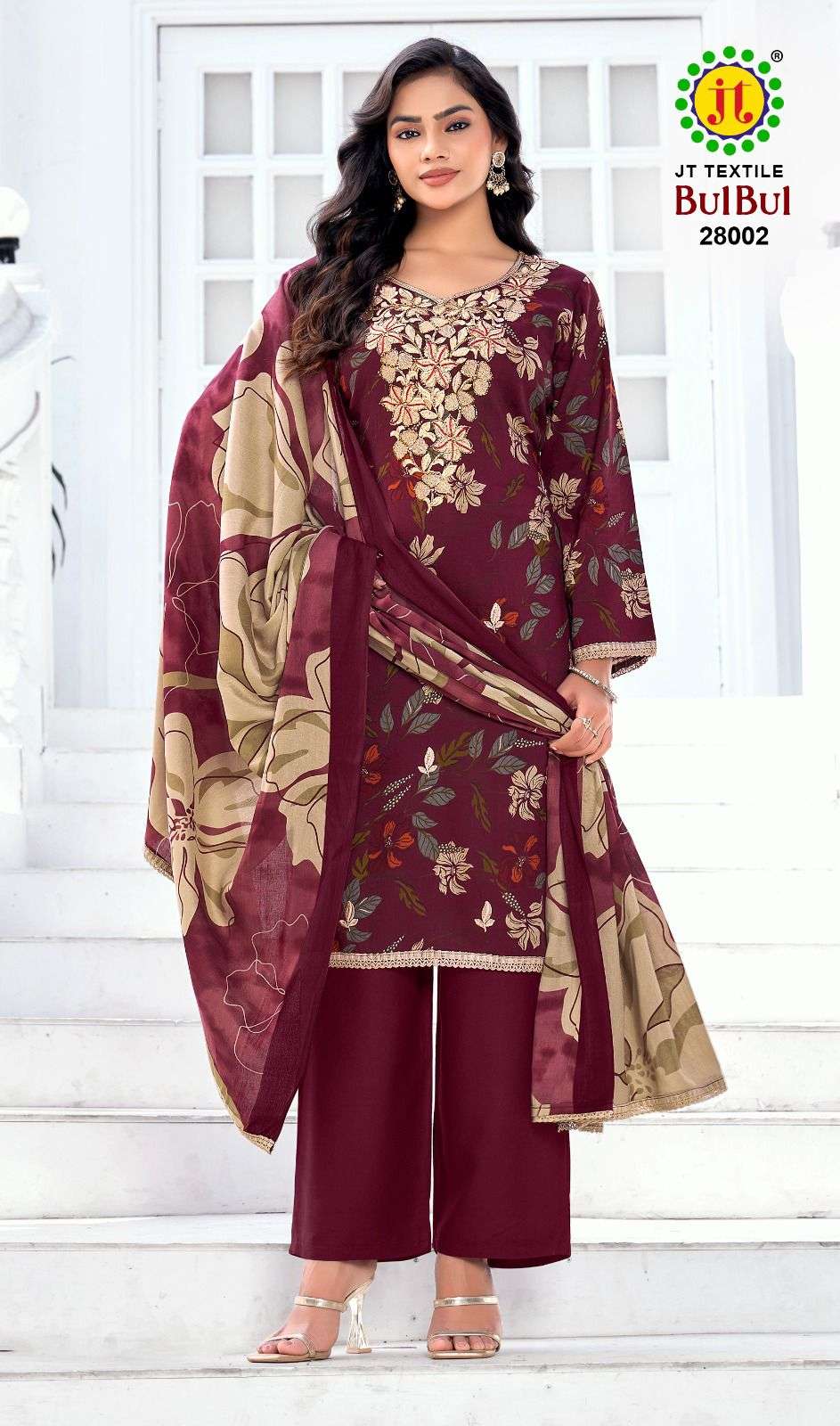 JT Textile Bulbul Rayon Printed Unstitched Dress Material - Amrah Wholesale