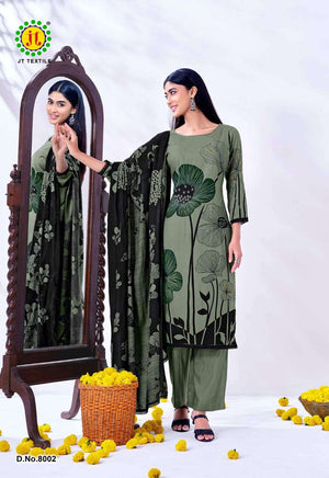 JT Textile Nigaar Vol-08 Rayon Printed Dress Material