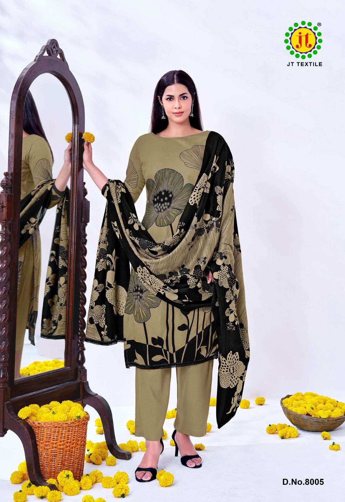 JT Textile Nigaar Vol - 08 Rayon Printed Dress Material - Amrah Wholesale