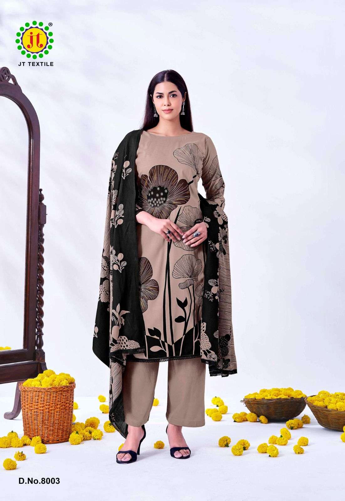 JT Textile Nigaar Vol - 08 Rayon Printed Dress Material - Amrah Wholesale