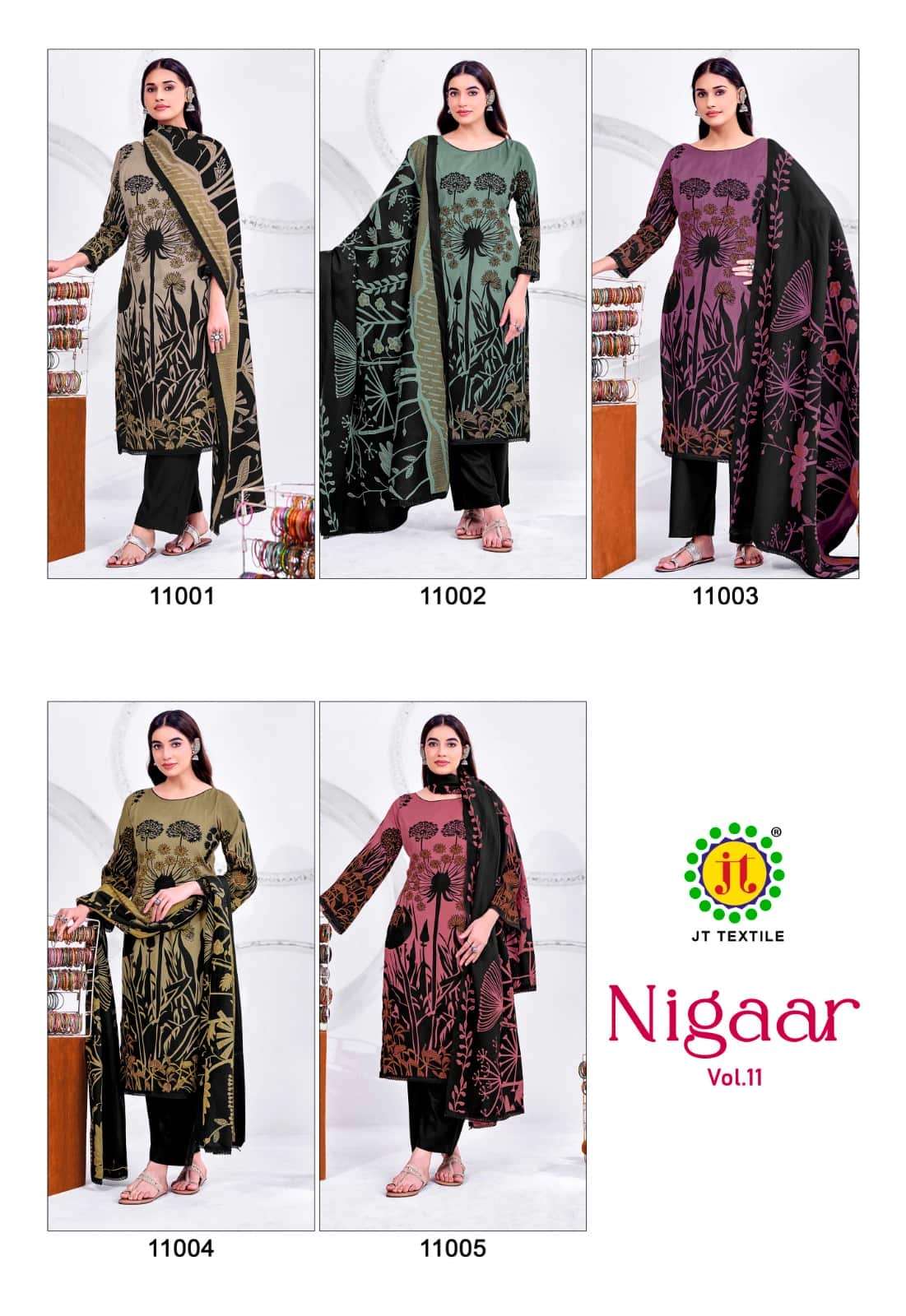 JT Textile Nigaar Vol 11 Rayon Dress Material