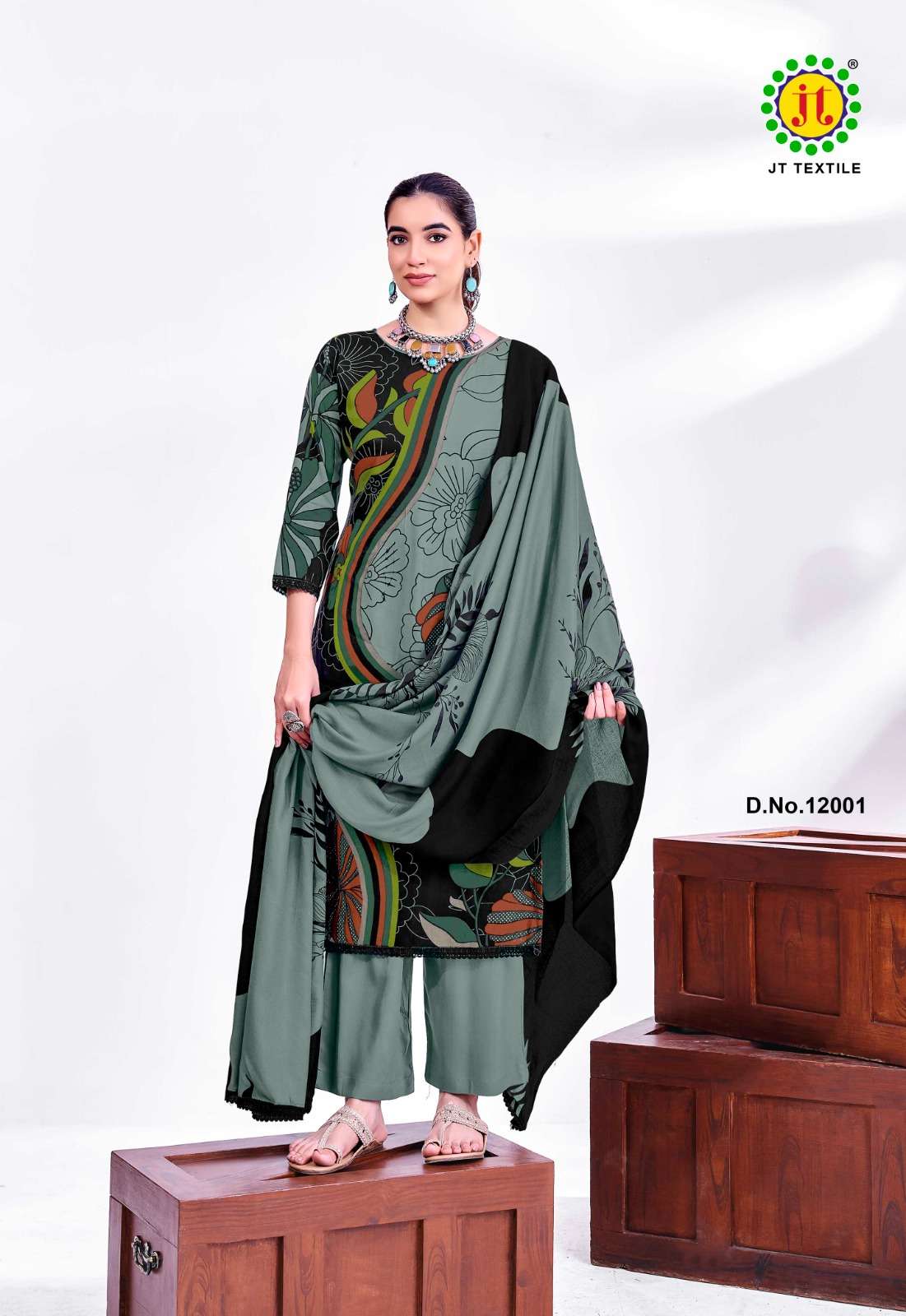 JT Textile Nigaar Vol 12 Rayon Dress Material - Amrah Wholesale