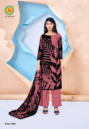 JT Textile Nigaar Vol 15 Rayon Gold Print Unstitched Dress Material