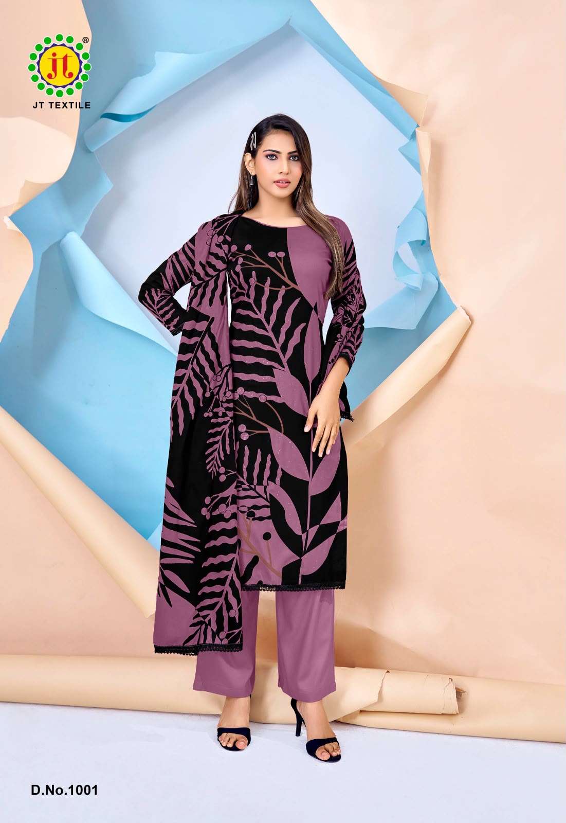 JT Textile Nigaar Vol 15 Rayon Gold Print Unstitched Dress Material