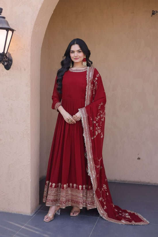 Ka 1256 Faux Georgette Sequins Embroidered Gown with Dupatta