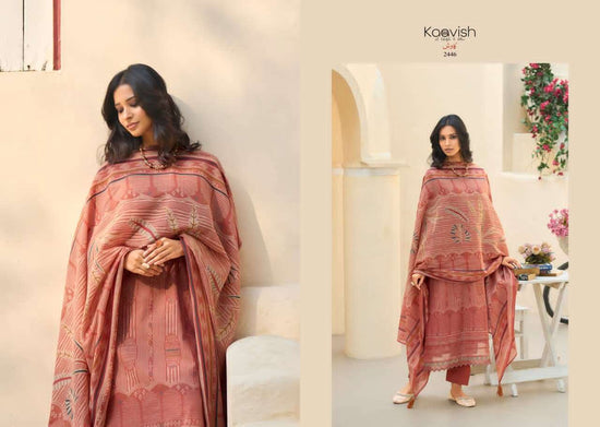Kaavish Fashion Rose Pure Mul Chanderi Dress Material Wholesale - Amrah Wholesale