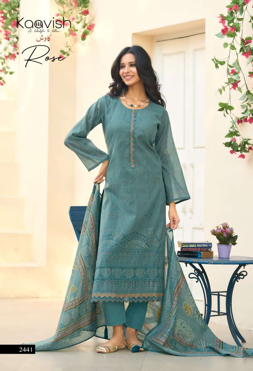 Kaavish Fashion Rose Pure Mul Chanderi Dress Material Wholesale - Amrah Wholesale