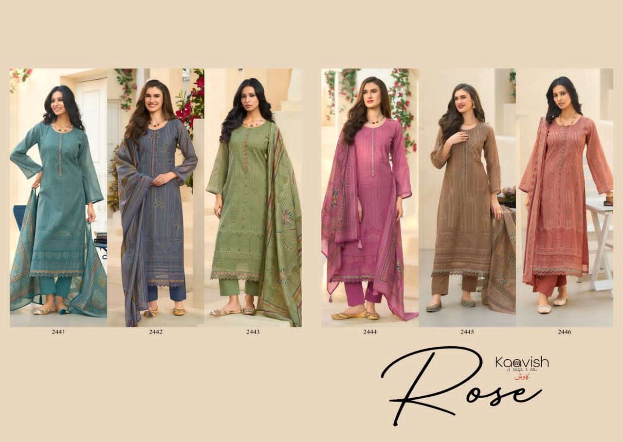 Kaavish Fashion Rose Pure Mul Chanderi Dress Material Wholesale - Amrah Wholesale